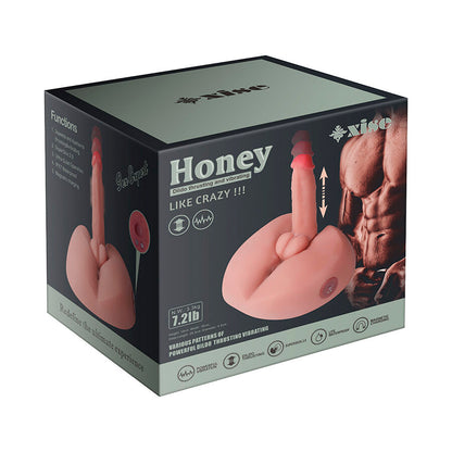 Dildo realistico XISE Miele con vibrazione, lungo 25 cm, in silicone, con dettagli realistici e funzione vibrante.
