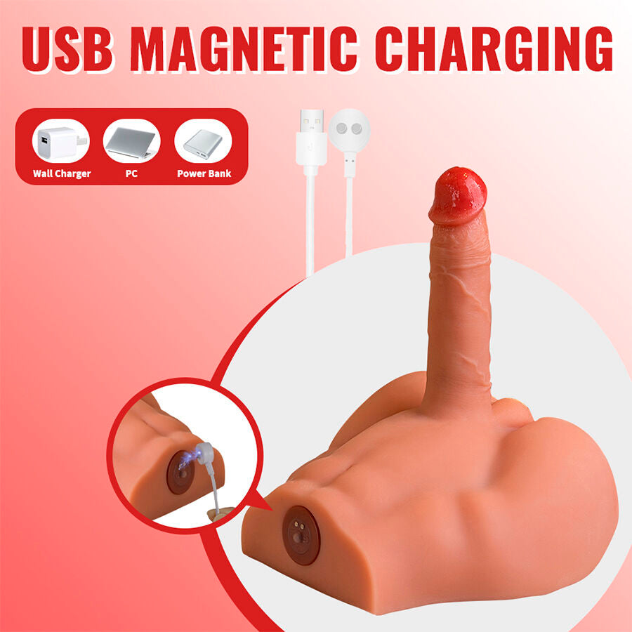 Dildo realistico XISE Peel, masturbatore con spinta, lunghezza 17,5 cm, in materiale morbido, posizione frontale, dettagli realistici.