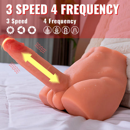 Dildo realistico XISE Peel, masturbatore con stimolazione frontale e spinta, lunghezza di 17,5 cm, dettaglio di alta qualità.